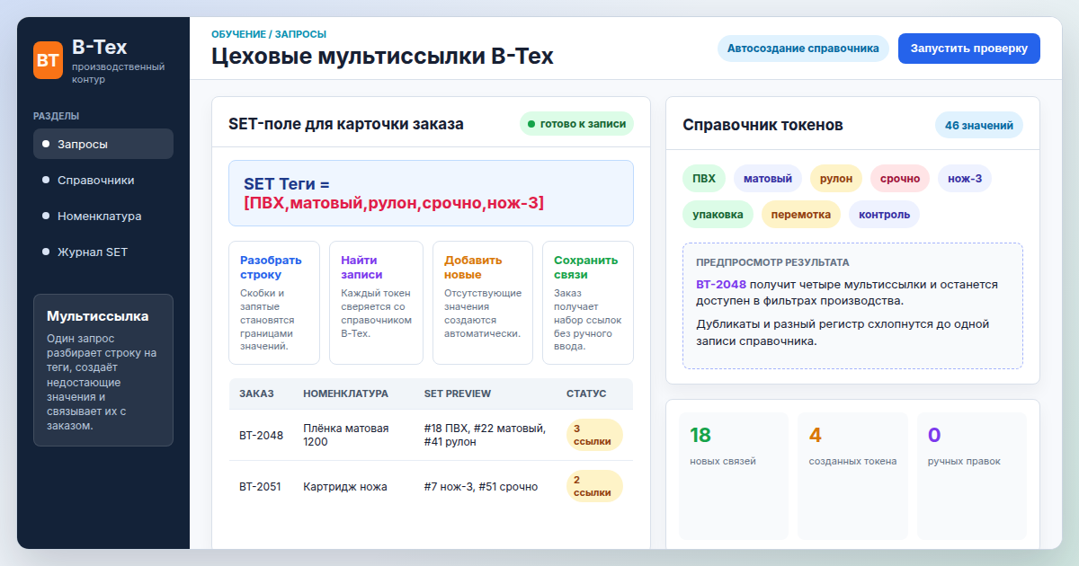 Как добавлять мультиссылки запросом